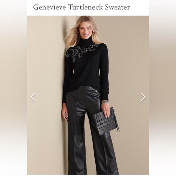 BNWT WOMENS Soft Surroundings GENEVIVE BLACK TURTLENECK SWEATER Size MED 10/12 - Picture 6 of 6